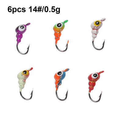 6 tk/komplekt 0,5–1,8 g Talvine jääpüügi lant sipelgakujuline värviline kunstlik pehme sööt Jigipea Väike jääpüügikonks peibutusussi jaoks