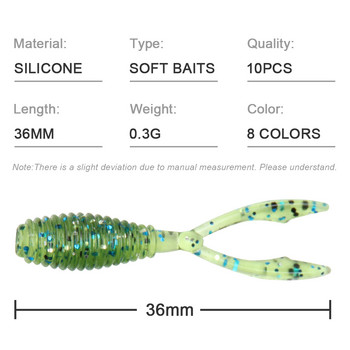 Spinpoler Fishing Soft Lures AJING Rockfish 10pcs/lot 0,3g 36mm Twin Tail Artificial Wobbler Ocean Rock Silicone Shad Worm Bait