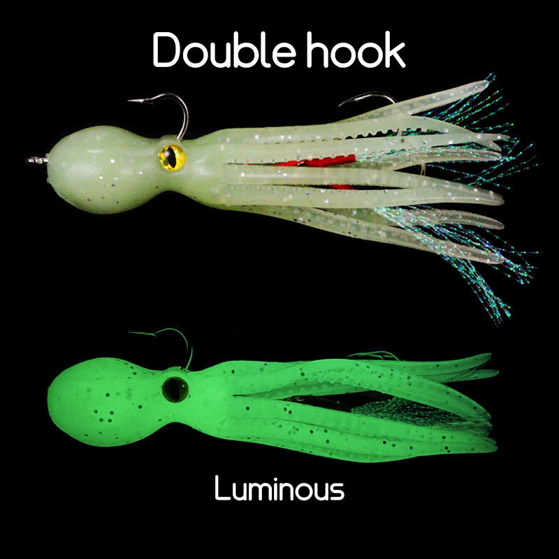 Nalucă de pescuit caracatiță 22 g cârlig dublu momeli moale din silicon artificial 23 g triplu jig care se scufundă caracatiță naluță pentru păstrăv de bas