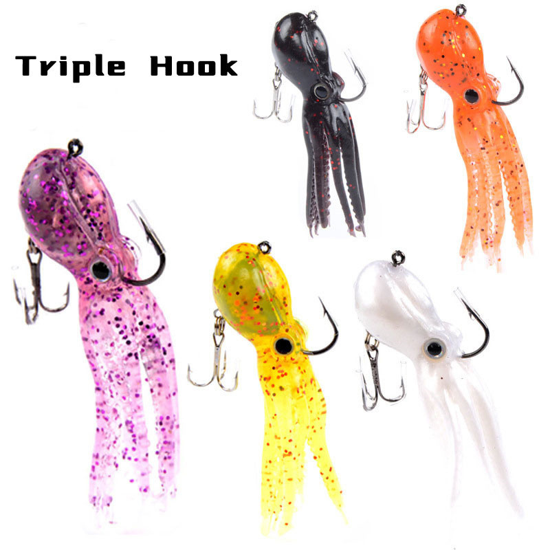 Nalucă de pescuit caracatiță 22 g cârlig dublu momeli moale din silicon artificial 23 g triplu jig care se scufundă caracatiță naluță pentru păstrăv de bas