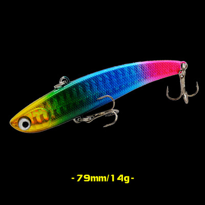 WALK FISH 1Pcs 79mm/14g 60mm/10g Риболовна примамка Бионична изкуствена VIB твърда стръв Реалистична потопяема примамка Лаврак Солена вода