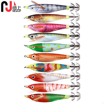 Newup Pesca SQUID jig Lure 10cm-9,6g Squid Jigging Artificial Wood Shrimps Lures Squid Hook Σουπιές Δόλωμα Θαλασσινό Ψάρεμα