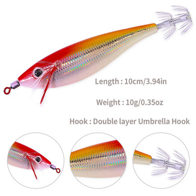 Newup Pesca SQUID jigi lant 10cm-9,6g kalmaari jigging kunstlik puit krevetid landid kalmaar konks seepia sööt mere kalapüük