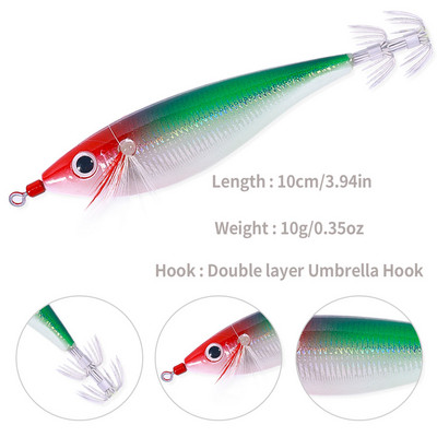 Newup Pesca SQUID jigi lant 10cm-9,6g kalmaari jigging kunstlik puit krevetid landid kalmaar konks seepia sööt mere kalapüük