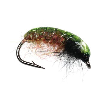 ICERIO 6PCS UV Green Back Nymphs Scud Bug Worm Flies с бодлива кука Пъстърва Риболовна муха Примамка