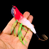 1tk Püügilant Wood Squid Squid Jig Lanre 12CM 17,2G 3D Eyes Squid Hook Long Shot Kunstsöödad püütud kaheksajala jaoks