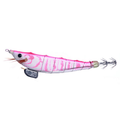 1tk Püügilant Wood Squid Squid Jig Lanre 12CM 17,2G 3D Eyes Squid Hook Long Shot Kunstsöödad püütud kaheksajala jaoks