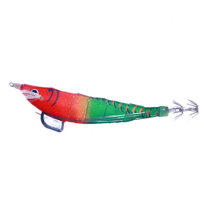 1tk Püügilant Wood Squid Squid Jig Lanre 12CM 17,2G 3D Eyes Squid Hook Long Shot Kunstsöödad püütud kaheksajala jaoks