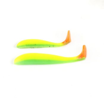 5 бр./Партида Меки примамки 50 mm 70 mm T Tail Jigging Риболовни примамки Воблери Tackle Double Color Bass Pike Artificial Silicone Swimbait