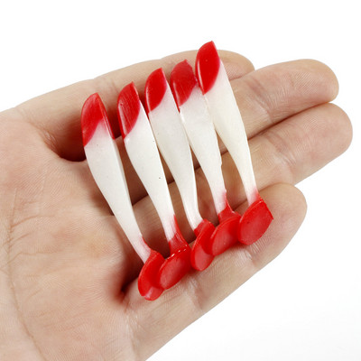 5 buc/lot Naluci moi 50mm 70mm T coada Jigging Naluci de pescuit Wobblers Tackle Dublu Color Bass Stiuca Artificial Silicon Swimbait