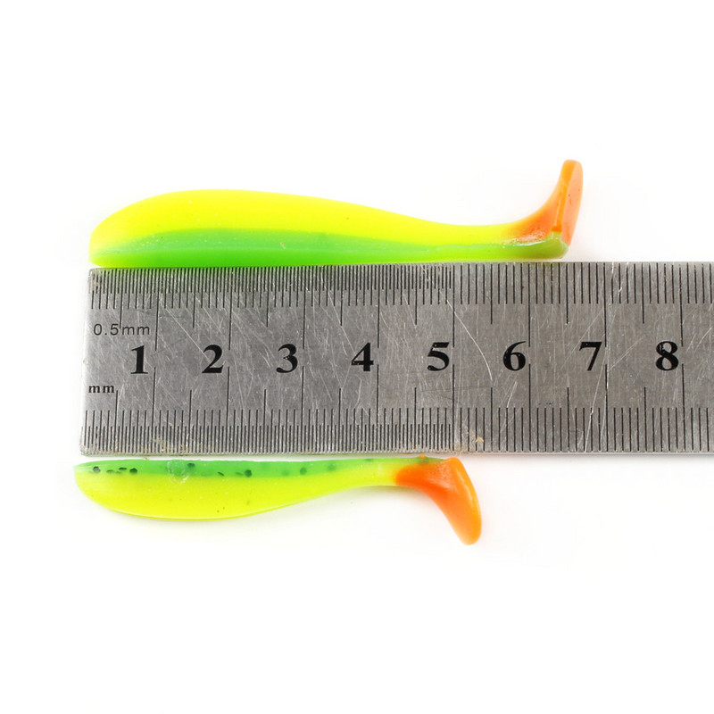 5 buc/lot Naluci moi 50mm 70mm T coada Jigging Naluci de pescuit Wobblers Tackle Dublu Color Bass Stiuca Artificial Silicon Swimbait