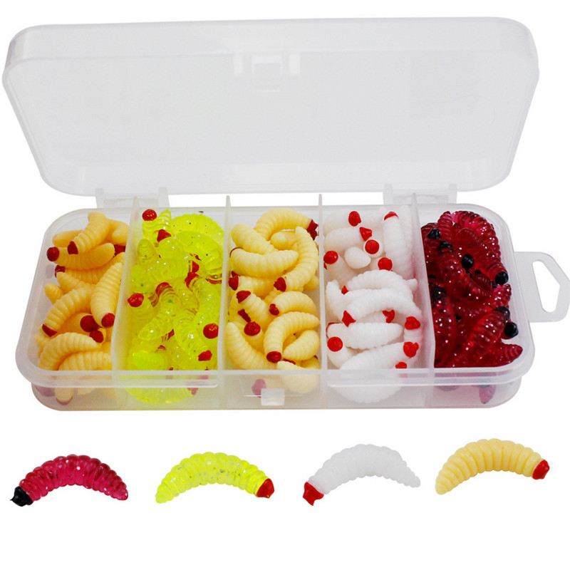 125 db horgászcsali Élethű féreg kukac Grub puha csali szilikon mesterséges csali földigiliszta csali illatos garnéla adalék sügér