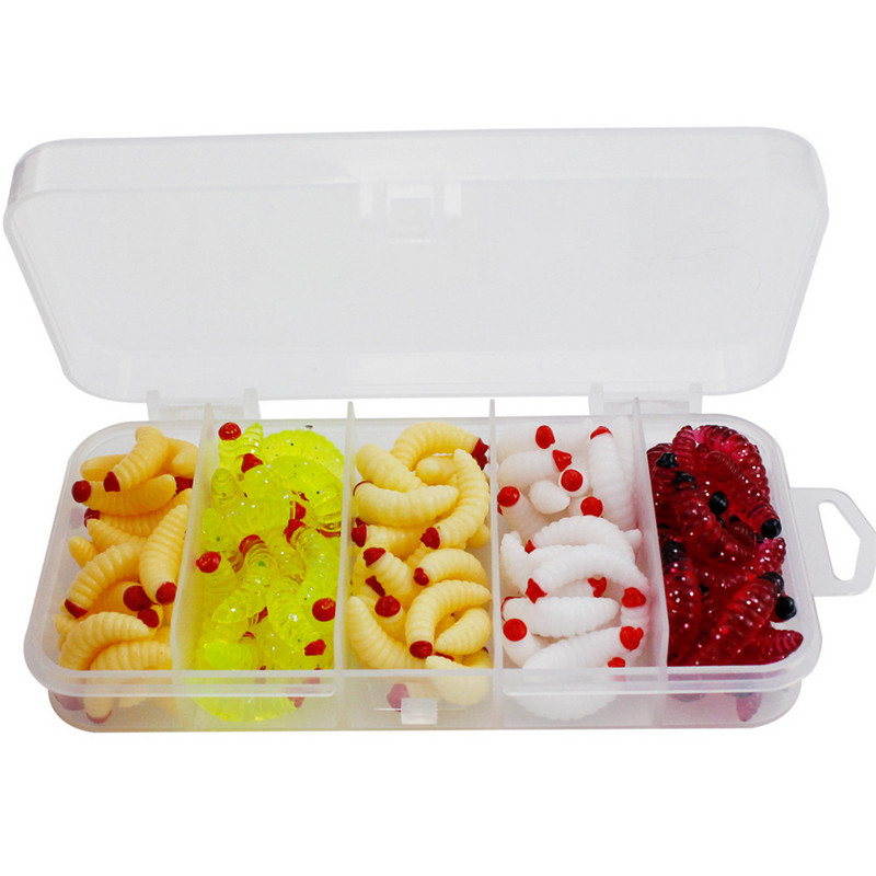 125 db horgászcsali Élethű féreg kukac Grub puha csali szilikon mesterséges csali földigiliszta csali illatos garnéla adalék sügér