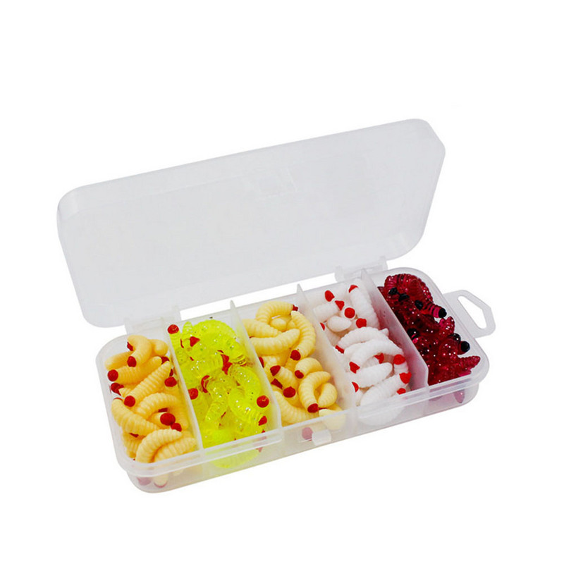 125 db horgászcsali Élethű féreg kukac Grub puha csali szilikon mesterséges csali földigiliszta csali illatos garnéla adalék sügér