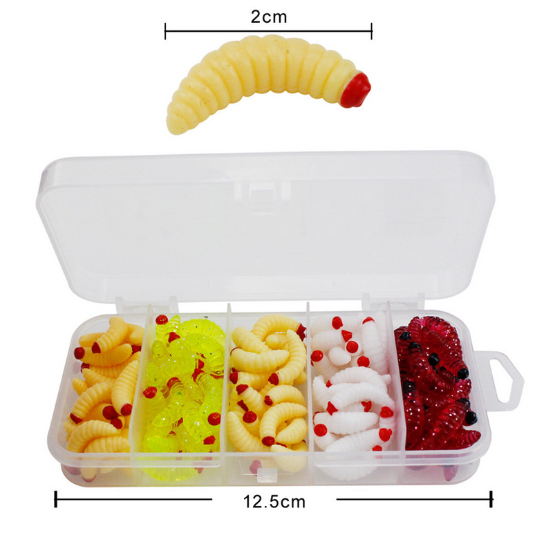 125 db horgászcsali Élethű féreg kukac Grub puha csali szilikon mesterséges csali földigiliszta csali illatos garnéla adalék sügér