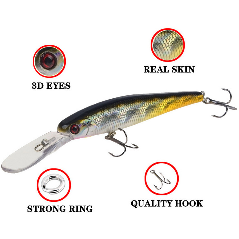 1 tk Crankbait Minnow kalastuslant ujuv kõva sööt 125 mm 13,5 g tehissöödaga voblerid ujumiskarpkala kalastustarbed