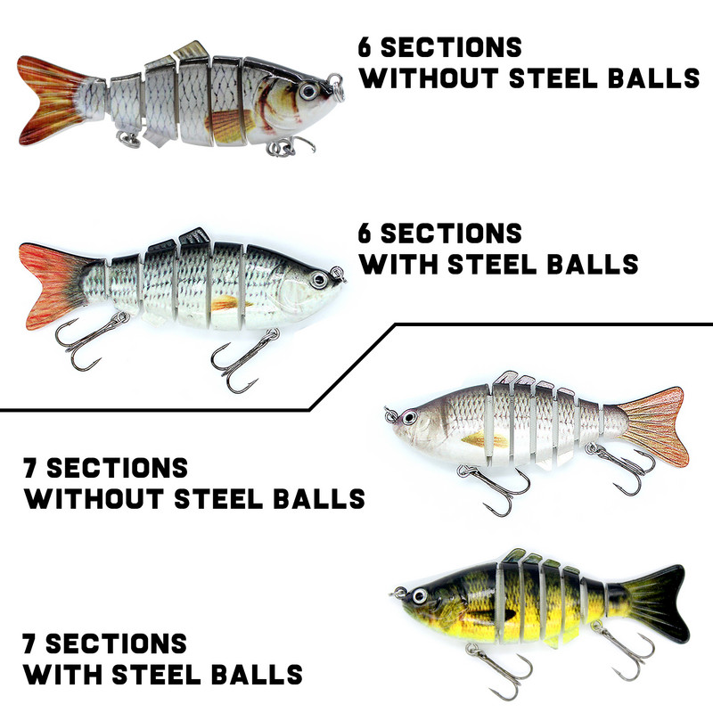Thekuai Jointed Multi Sections Fishing Lure 10cm 15g17g19g Wobbler Crankbait Τεχνητό σκληρό δόλωμα Swimbait συρτή με κυπρίνο
