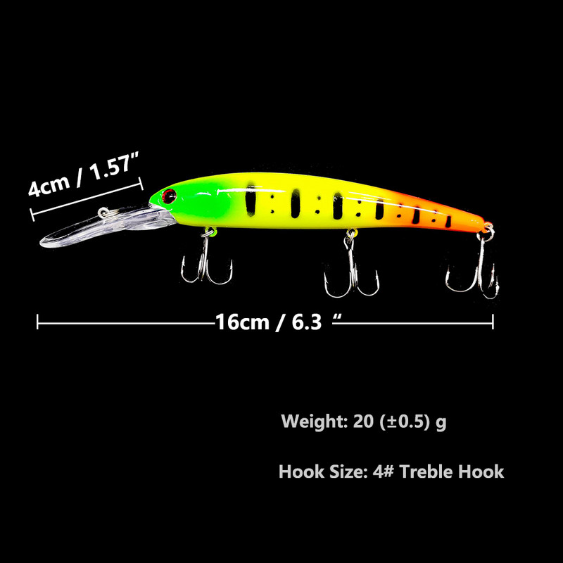 1 buc. 16 cm 20 g de scufundare adâncă nalucă mare Minnow Wobbler momeală tare Crankbait Bass Stiuca biban dispozitiv de pescuit