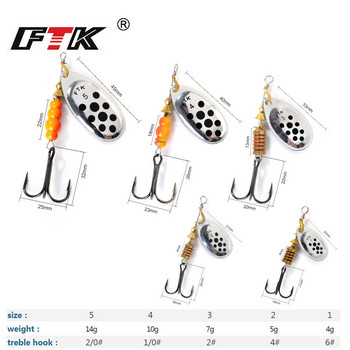 FTK Metal Spiner Bait Fishing Lure 4g-14g Spinner Copper Metal Spoon Fishing Lure for Trout Perch Perch Pike Salmon Spinnerbait Tackle