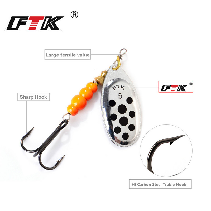 FTK fém spiner csali csali 4g-14g pergető fém horgászkanál csali pisztránghoz sügér csuka lazac Spinnerbait tackle