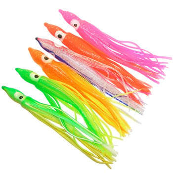 12 τεμαχίων Φούστες Soft Lure Squid 5cm 9cm 11cm Rubber Artificial Bait Lures Octopus Wobblers Tuna Kingfish Sailfish Marlin Baits