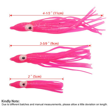 12 τεμαχίων Φούστες Soft Lure Squid 5cm 9cm 11cm Rubber Artificial Bait Lures Octopus Wobblers Tuna Kingfish Sailfish Marlin Baits