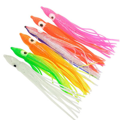 12 τεμαχίων Φούστες Soft Lure Squid 5cm 9cm 11cm Rubber Artificial Bait Lures Octopus Wobblers Tuna Kingfish Sailfish Marlin Baits