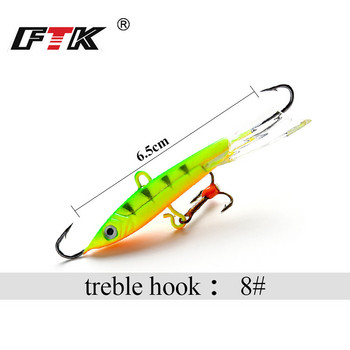 FTK Winter Ice Fishing Lure Balancer 3D Eyes Jig Bait Hard Lure Jigging Balanced Fishing Bait for Catching Perch and Pike