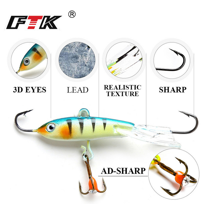 FTK talvine jääpüügi peibutis Balancer 3D Eyes Jig Bait Hard Lure Jigging Balanced Fishing Bait ahvena ja haugi püüdmiseks