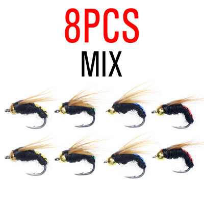 ICERIO 8TK helmepea kiiresti uppuv nümf Scud Fly Bug Worm Forell Fishing Lens Kunstlik putukapüügi peibutis