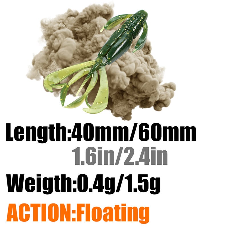 PEAK ujuvad Crazy Flapper kalapüügi landid 40mm/60mm Pehmed kalapüügi landid Pehmed Silikoonsöödad Krevetid Bass Peche Püügitarbed