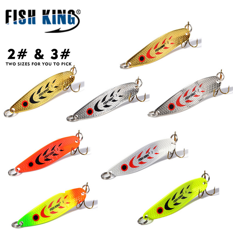 FISH KING 20-30g fém kanál kemény horgászcsali mesterséges wobblerek trollkodáshoz pisztráng kanál csali basszus csuka magas horoggal