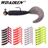 7TK Silikoonist Worm Soft Bait 50mm 3,2g Jig Wobblers Püügilant konksuga Kunstkummist söödad Bass karpkala haugile