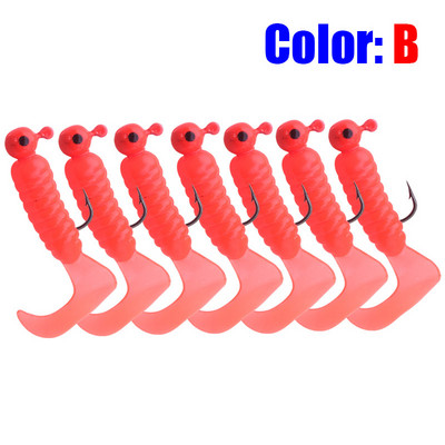 7TK Silikoonist Worm Soft Bait 50mm 3,2g Jig Wobblers Püügilant konksuga Kunstkummist söödad Bass karpkala haugile