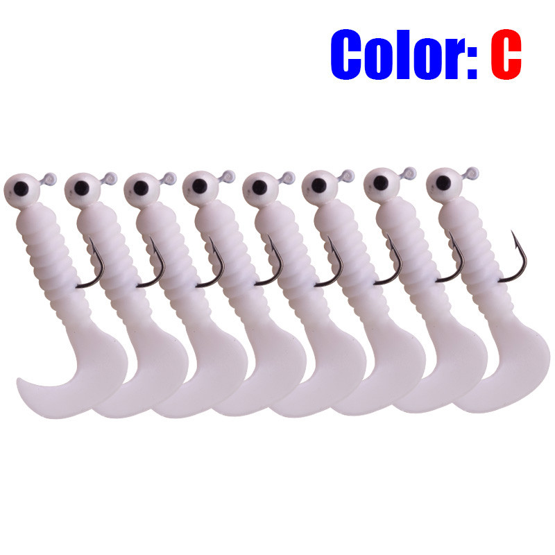 7TK Silikoonist Worm Soft Bait 50mm 3,2g Jig Wobblers Püügilant konksuga Kunstkummist söödad Bass karpkala haugile