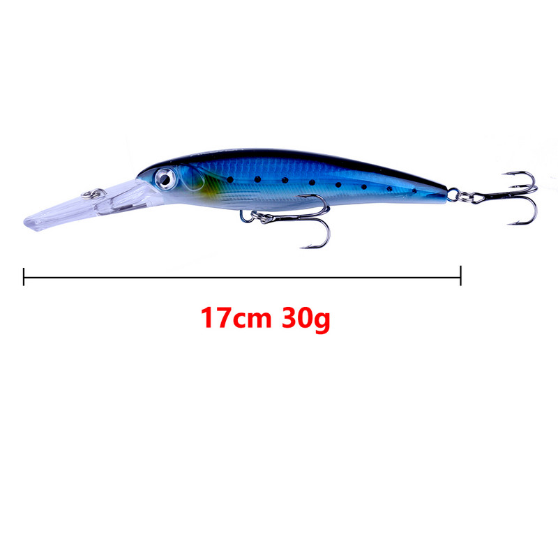 Hengjia 1 бр. 17 см 30 г дълбоко гмуркане Голяма примамка за миноу Изкуствен воблер Твърда стръв Crankbait Лаврак Щука Костур Риболовни принадлежности