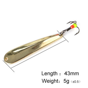 5g/7g/11g Winter Ice Fishing Due with Treble Hook Gold Silver Metal Spoonbait Hard Lure for Fishing of Perch and Pike