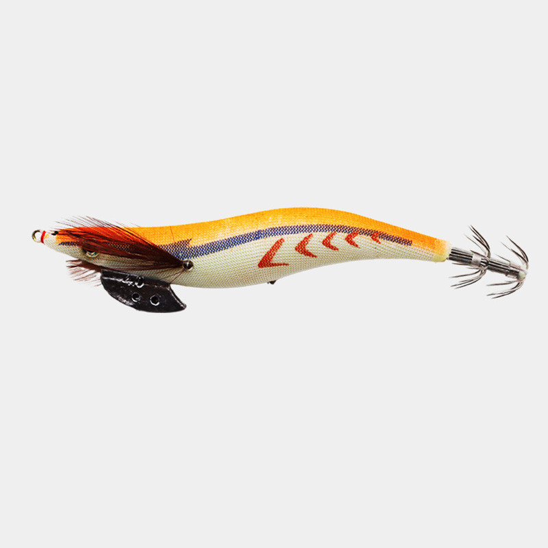 1PCS 2.5 3.0 3.5# Fake Shrimp Hook Wood Bait Δόλωμα ψαρέματος Wobbler Squid Jig Hard Bait Artificial Lure jigging Lure Octopus Bait