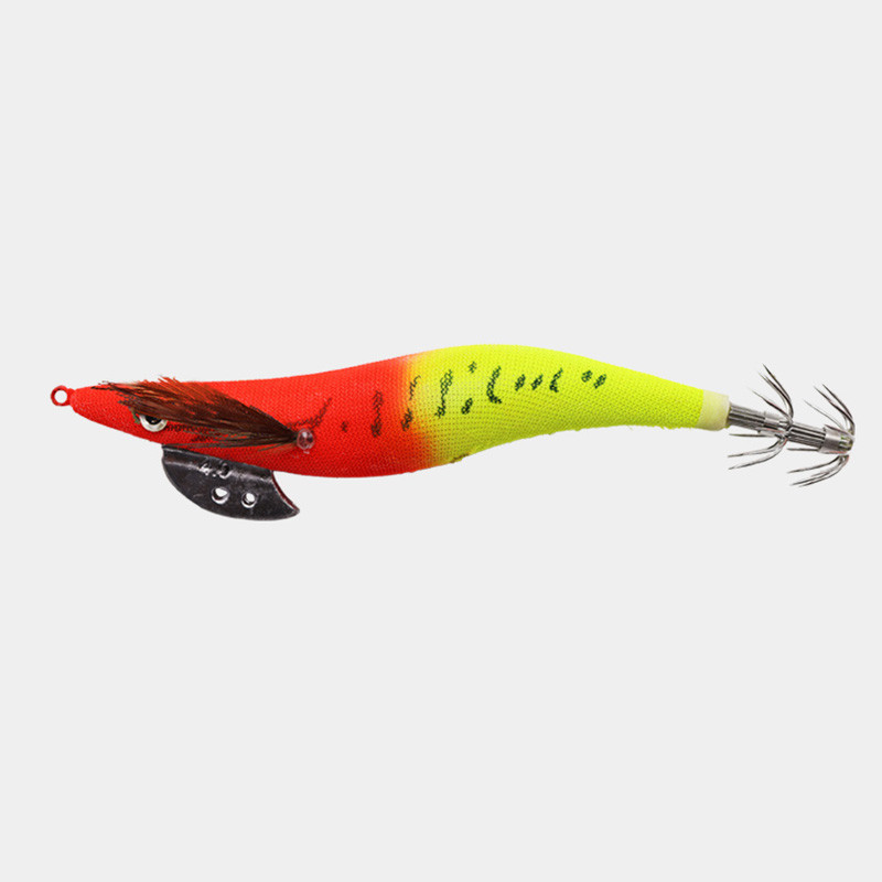 1PCS 2.5 3.0 3.5# Fake Shrimp Hook Wood Bait Δόλωμα ψαρέματος Wobbler Squid Jig Hard Bait Artificial Lure jigging Lure Octopus Bait
