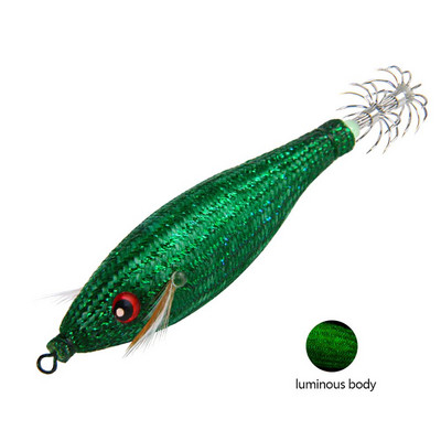 105mm 10g kunstlikud kalapüügi landid kalmaari konksuga rakis Noctilucent kalmaari seepia rakis Sööt Spinnerbait merekala puidust krevetid