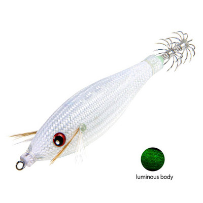 105mm 10g kunstlikud kalapüügi landid kalmaari konksuga rakis Noctilucent kalmaari seepia rakis Sööt Spinnerbait merekala puidust krevetid