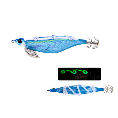 105mm 10g kunstlikud kalapüügi landid kalmaari konksuga rakis Noctilucent kalmaari seepia rakis Sööt Spinnerbait merekala puidust krevetid
