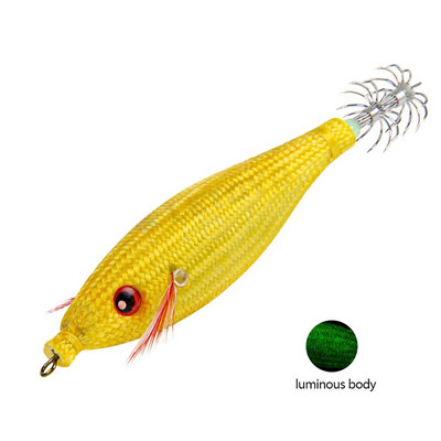 105mm 10g kunstlikud kalapüügi landid kalmaari konksuga rakis Noctilucent kalmaari seepia rakis Sööt Spinnerbait merekala puidust krevetid