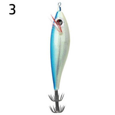 105mm 10g kunstlikud kalapüügi landid kalmaari konksuga rakis Noctilucent kalmaari seepia rakis Sööt Spinnerbait merekala puidust krevetid