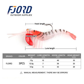 FJORD Hot Many Section Shrimp Classic Flexible Shrimp 6.5/12.5/17g Риболовни примамки Мека примамка Bionic Baits Lead Hook FishingTackle