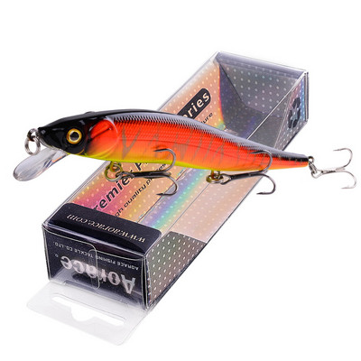 1vnt Minnow Fishing Lure 12cm 14g isca dirbtinis kietas masalas 3D Eyes Treble Hook plaukiojantys vobleriai Minnow Crankbait pesca reikmenys