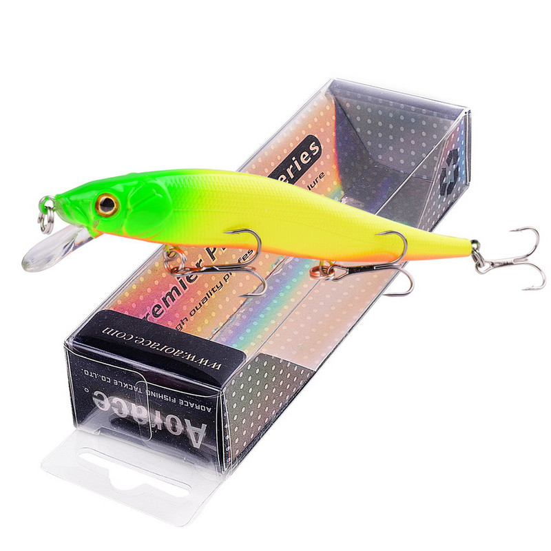 1vnt Minnow Fishing Lure 12cm 14g isca dirbtinis kietas masalas 3D Eyes Treble Hook plaukiojantys vobleriai Minnow Crankbait pesca reikmenys