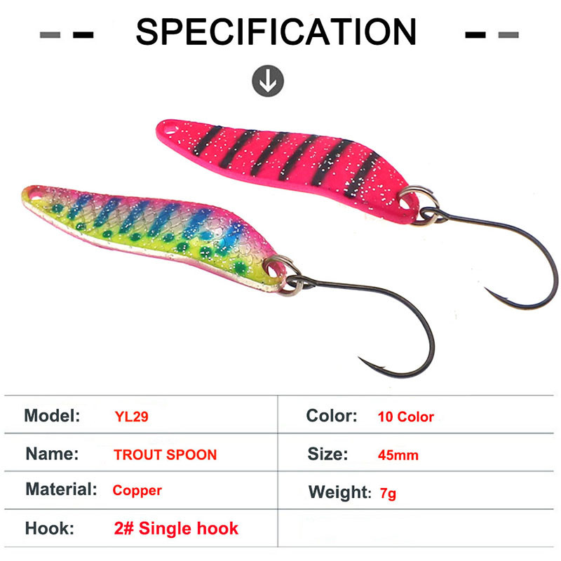 HISTOLURE 7g metallist lusikas, ühe konksuga kunstlik kõva sööt, 45 mm forelli spinner, litrid Püügipeibutis kalastustarbed