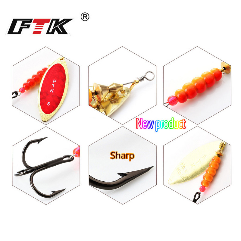FTK Spinner Bait 4G/7G/12G/18G/30G Spoon Lures csuka fém magas horgokkal Mesterséges basszus csali horgászcsali
