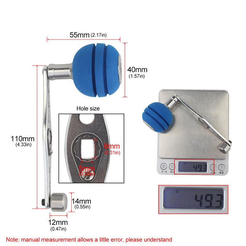 EKFan CNC Proces din aliaj de aluminiu 110MM Mâner EVA Buton potrivit pentru SHI&DAI Baitcasting Mulinete de pescuit Accesorii